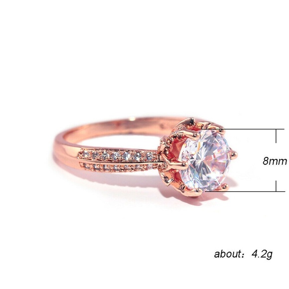 Beautiful Rose Gold White Sapphire Ring New - Picture 5 of 7
